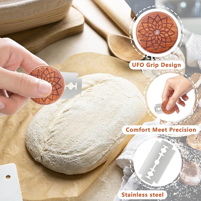UFO Bread Lame Cutter for Homemade Sourdough,Bread Scorer Tool for Sourdough with 5 Blades and Storage Cover,Slashing Tool Bread Cutting Knife for Artisan Bread and Baguette Makers,Flower