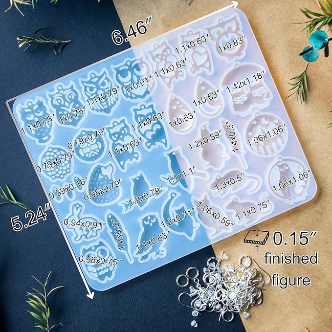 Keychain Resin Molds Silicone with Hole, Owl UV Resin Jewelry Mold, Epoxy Resin Molds for Keychain Pendant Jewelry Making Molds for Epoxy Resin Earring Mold, Earrings, Necklace