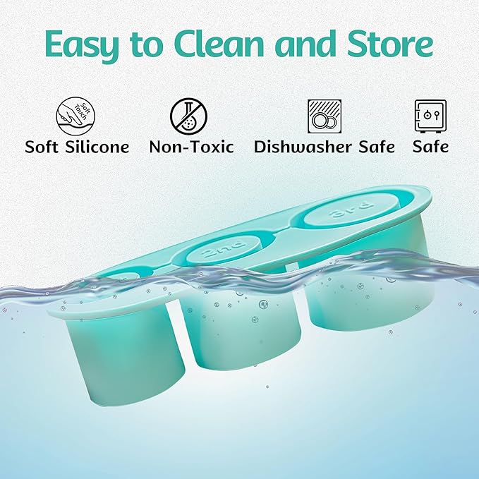 Ice Mold Tray – Round Ice Cube Mold for 40oz Tumbler, Stanley & Hydrojug – Silicone Ice Tray with Storage Bin – Perfect for Cold Drinks & Travel (Light Blue)