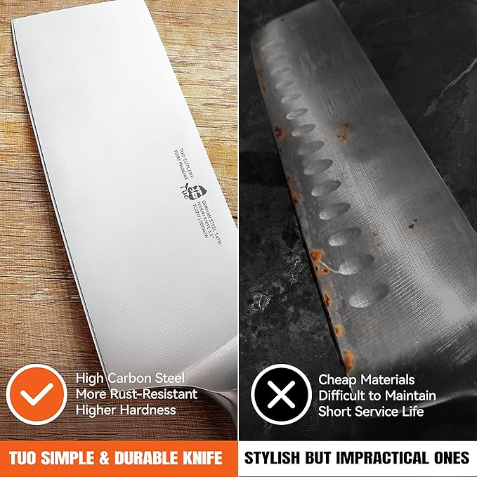 TUO Nakiri Knife 6.5" Japanese Vegetable Cleaver, Chef Knife for Kitchen Vegetable Chopping, German High Carbon Stainless Steel, Ergo Pakkawood Handle