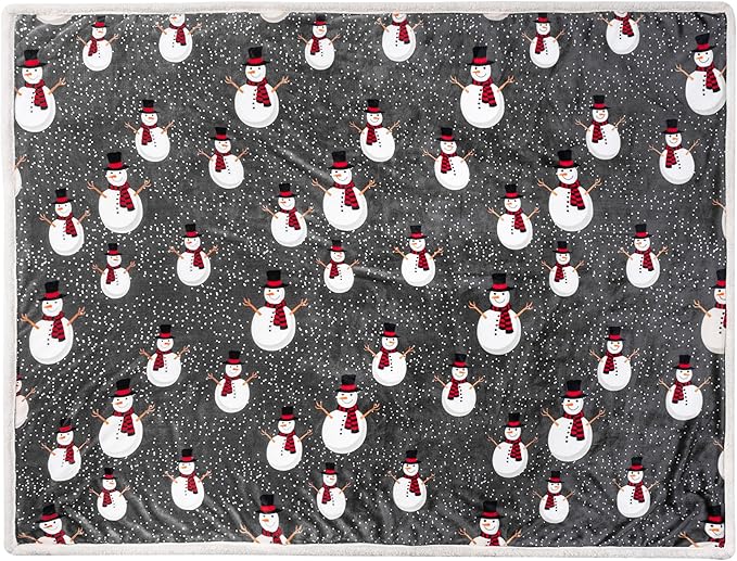 PAVILIA Premium Christmas Sherpa Throw Blanket | Snowman Decoration, Fleece, Plush, Warm, Cozy Reversible Microfiber Holiday Blanket 60x80