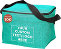 DISCOUNT PROMOS Custom Insulated Cooler Lunch Bag Set of 100, Personalized Bulk Pack - Perfect for Work, Travel, Outdoor Events - Mint