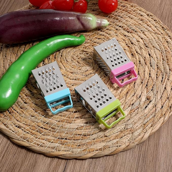 6Pcs Mini Cheese Grater, Stainless Steel Professional Box Grater Efficient Kitchen Small Gadget for Grating Garlic Ginger Vegetable Chocolate Parmesan