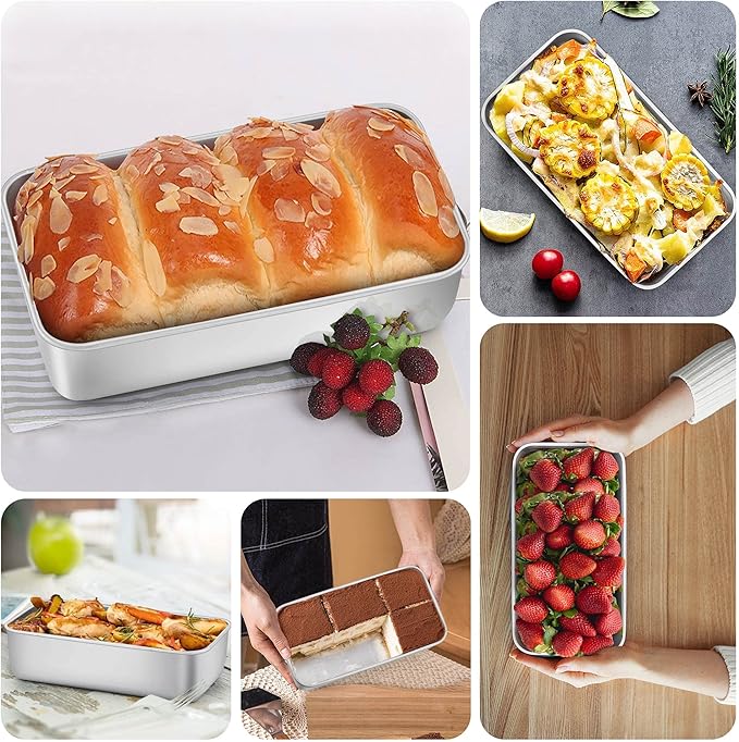 LIANYU 3 Pack Loaf Pans for Baking Bread, 9x5 Inch Bread Loaf Tin Pan, Stainless Steel Meatloaf Baking Bread Tin for Homemade Banana Bread, Dishwasher Safe