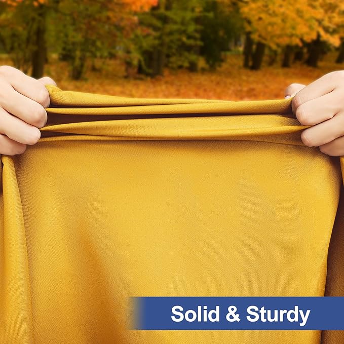 homing Rectangle Table Cloth Cover, Waterproof Polyester Elastic Fitted Tablecloth, Fits for 8 Foot Folding Tables, Washable Table Protector for Fall, Thanksgiving (Mustard Yellow, 30" x 96")