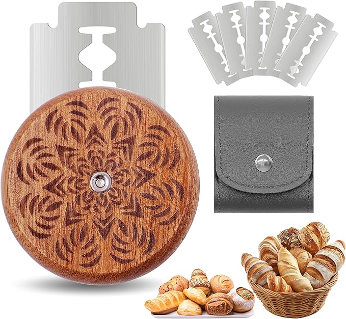 UFO Bread Lame Cutter for Homemade Sourdough,Bread Scorer Tool for Sourdough with 5 Blades and Storage Cover,Slashing Tool Bread Cutting Knife for Artisan Bread and Baguette Makers,Leaf