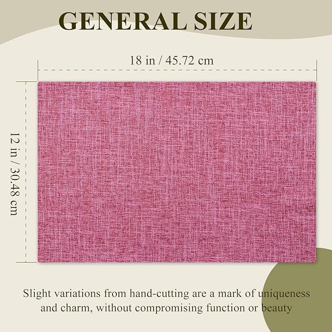 KXN Placemats Set of 8, Dual-Layer Thickened Faux Linen Table Mats, Heat Resistant & Wrinkle-Free, Machine Washable Cloth Place Mats for Kitchen Dining Indoor Outdoor (Pink)