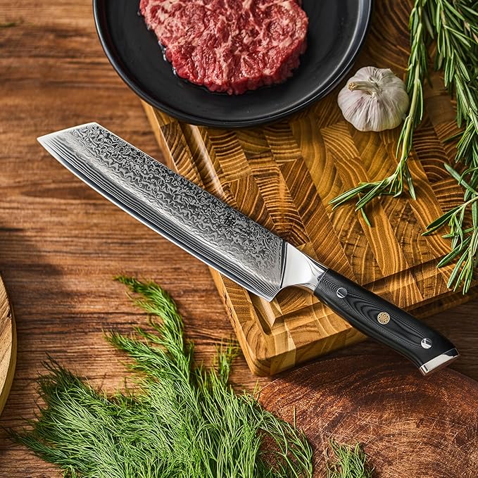 KYOKU Kiritsuke Chef Knife 8.5" - Shogun Series - Japanese VG10 Steel Core Forged Damascus Blade - with Sheath & Case