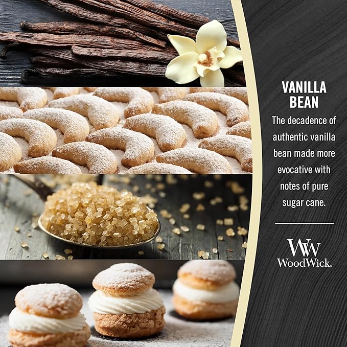 WoodWick Vanilla Bean Holiday Candle Gifts for Women and Men, 16 oz Ellipse Candle with Crackling Wick