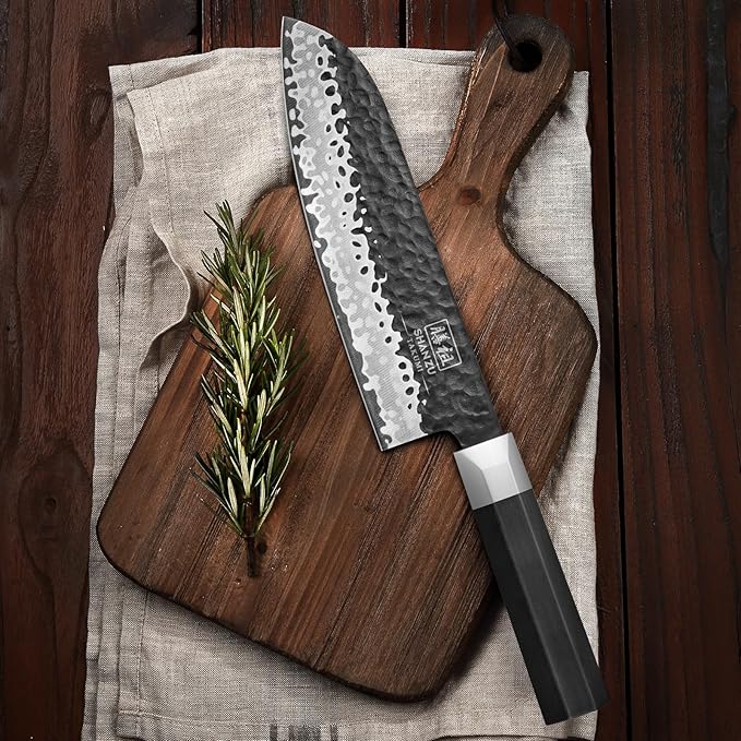 SHAN ZU Customize Chef Knife 7 Inch, High Carbon Steel 10Cr15Mov Professional Knife, Sharp Cooking Knife with G10 Handle Dishwasher Safe, Mothers Fathers Bithday Day Gifts for Women Mom Men Dad