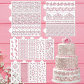 Cake Buttercream Decorating Stencils - 15 Pcs Reusable Cake Stencils Floral Boarder, Cookies Royal Icing Stencils Biscuits Decorating Template Cake Baking Stencils