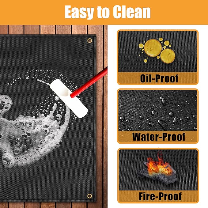 TOHONFOO 90 x 48 in Extra Large Grill Mat for Outdoor Grill - Grilling Mats for Outdoor Grill to Protect The Deck, Patio, Pavers - Easy to Clean BBQ Mats - 0.6mm