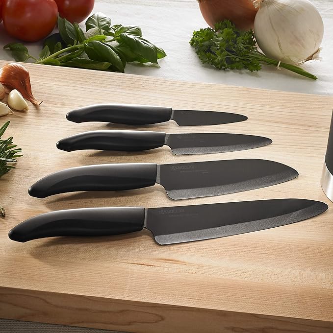 Kyocera Advanced Ceramic Revolution Series 4.5-inch Utility Knife, Black Blade