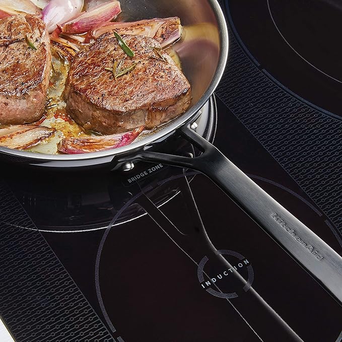 KitchenAid 30051 5-Ply Clad Polished Stainless Steel Frying Pan Set/Skillets, 8.25 Inch and 10 Inch - Polished Stainless Steel