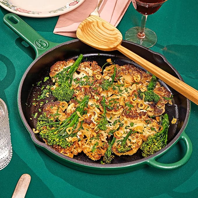 Great Jones King Sear Cast-Iron Skillet (Broccoli, 12") | Enameled for Easy Cleaning | Safe for All Stovetops & Ovens | Perfect for Crispy Chicken, Steak & More | Oven-Safe to 500°F | Hand Wash Only