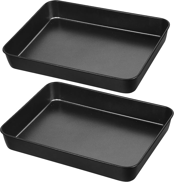 Herogo Rectangle Cake Pan Set of 2, 9 X 13 Inch Non-Stick Baking Pan for Oven, Stainless Steel Black Lasagna Brownies Casseroles Cakes Bakeware, Oven Safe
