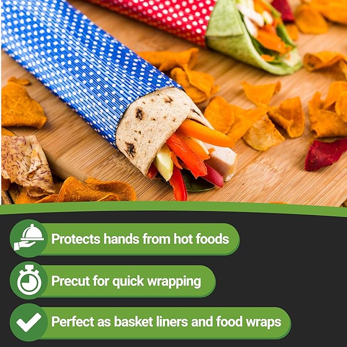 Restaurantware 12" x 12" Rippled Aluminum Foil Food Wrap and Fry Basket Liner: Perfect for Restaurant Take Out Bakeries and Food Trucks - Royal Blue Polka Dot Foil Sandwich Wraps - 500-CT