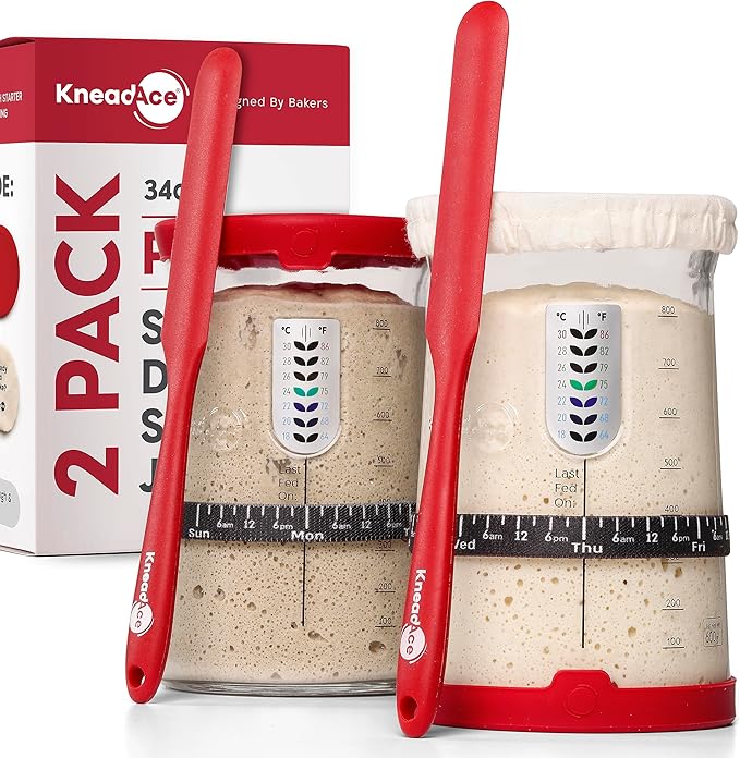 KNEADACE Bread Lame & Sourdough Starter 34oz Pro Jar Double Pack