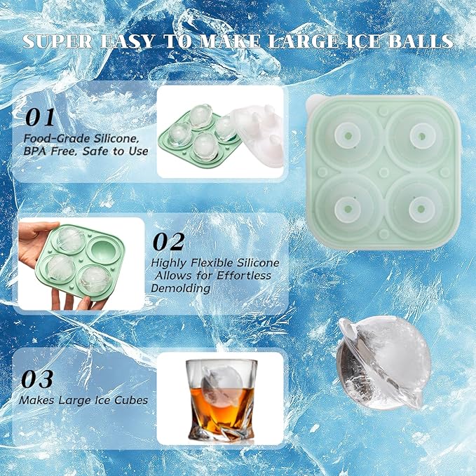 3D Saturn Shaped 4-Cavity Silicone Ice Cube Tray with Funnel and Lid - 2.4 Inch Ice Cube Mold for Whiskey, Cocktails and Bourbon, Space Themed, Planet, Fun Shapes, Cute Novelty Gift