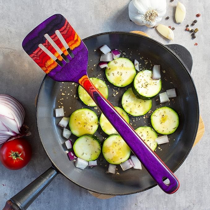 Totally Bamboo Baltique Waikiki Collection 12-1/2" Wooden Slotted Spatula, Safe for Nonstick