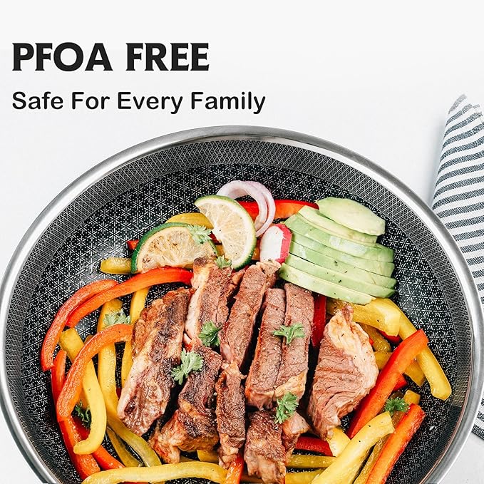 Hybrid Pans Set Nonstick with 2Lid, 8&10&12 Inch Nonstick Frying Pans Set, Dishwasher Induction Oven Broiler Safe Stainless Steel Skillet, PFOA Free Kitchen set