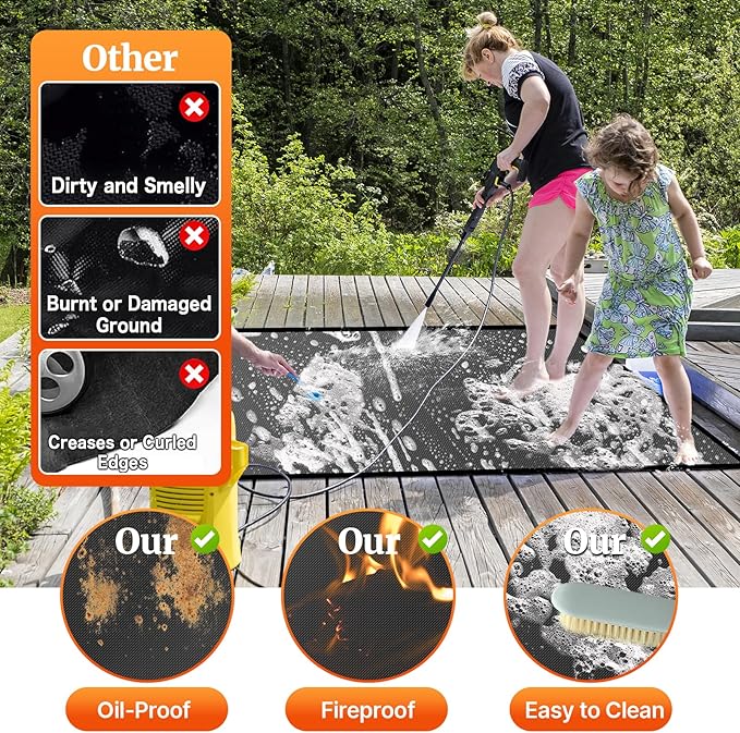 48 ×30 inches Under Grill Mat / Fire Pit Mat Fireproof Waterproof Oil-Proof, Fireproof Mat Fireplace Mat BBQ Mat Protect Mat for Deck Patio Grass Outdoor Charcoal, Flat Top, BBQ Smokers, Gas Grills