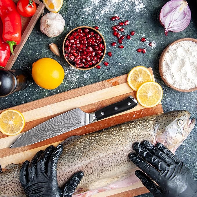 8 Inch Japanese Chef Knife - Professional Stainless Steel Kitchen Knife, Chef's Knives with Ergonomic Handle - Strong, Sharp Edge - Tool for Cutting, Carving, Slicing - Luxury Gift Box