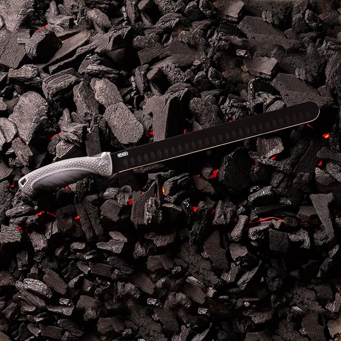 OUTDOOR EDGE ErgoMax Brisket Slicing Knife - Razor Sharp Blade, Premium Titanium-Coated Steel Blades, Ergonomic Handle, Multifunction Carving Knife for Meat Cutting