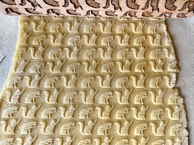 MURRR... Embossing Rolling Pin Wooden Embossing Rolling Pin With Cats