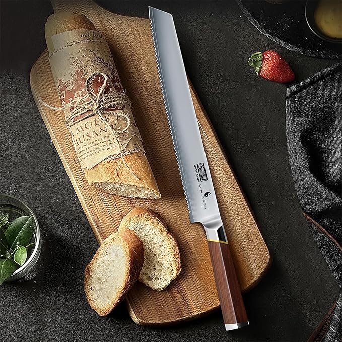 HOSHANHO Bread Knife 10 inch, Professional Japanese High Carbon Stainless Steel Serrated Bread Knife, Razor Sharp Bread Knives for Homemade Bread, Sourdough, Bagels, Cake