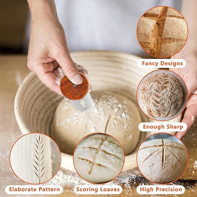UFO Bread Lame Cutter for Homemade Sourdough,Bread Scorer Tool for Sourdough with 5 Blades and Storage Cover,Slashing Tool Bread Cutting Knife for Artisan Bread and Makers (Octopus)