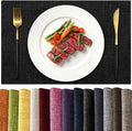 KXN Placemats Set of 4, Dual-Layer Thickened Faux Linen Table Mats, Heat Resistant & Wrinkle-Free, Machine Washable Cloth Place Mats for Kitchen Dining Indoor Outdoor (Black)