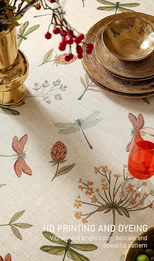 ISAENNE Designer Floral Linen Square Tablecloth,French Off White Elegant Table Cloth,Fall Washable Home Decor Tablecloths for Dining Thanksgiving Kitchen Christmas Party,67"*67"-Grace B