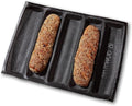 SIFLEMOD Silicone Baguette Mold - Non-stick Fench Bread Flexi Mesh Pan, Perforated Sandwich Baking Liners, Silicone Bread Baking Forms (5 Loaf, Black)