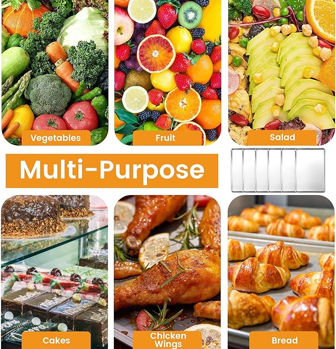 6 Pack Full Size Baking Sheet Pan, Aluminum Commercial Cookie Sheet Pan, Durable & Anti-Stick 26”x 18”
