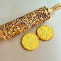 Embossing Rolling Pin BLOOMY with Floral Pattern – Dough and Clay Roller for Embossed Cookies and Pottery - Cookie and Ceramic Stamp - Baking Gifts for Women by Algis Crafts