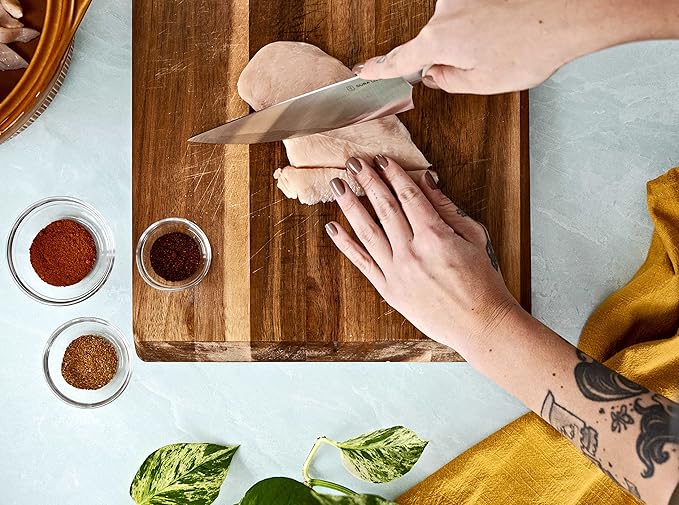 DURA LIVING 8-Inch Chef Knife – Ultra-Sharp German High Carbon Stainless Steel, Full Tang, Ergonomic Handle, Multipurpose Kitchen Knife for Chopping, Slicing, and Dicing, Black