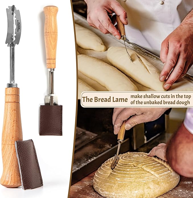 Sourdough Bread Baking Supplies Starter Kit, Banneton Proofing Basket Set: Round 9" & Oval 10", Gift Set