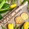 BIRCH embossing rolling pin engraved wooden embossed dough roller for embossed cookies or clay by Algis Crafts