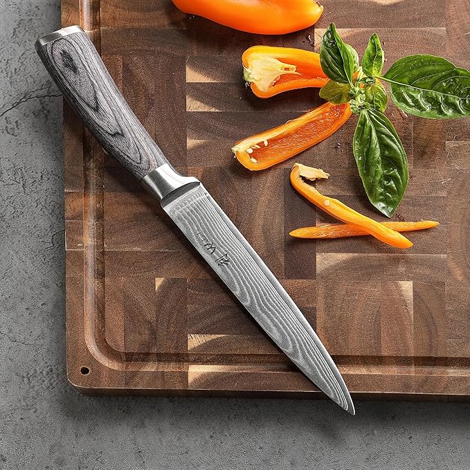 Wakoli EDIS 6-Piece Damascus Chef Knives | Japanese Style Professional Kitchen Knife Set with VG10 Core & Ergonomic Pakkawood Handles in Gift Box