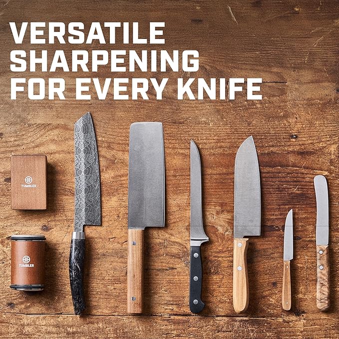 Tumbler Rolling Knife Sharpener Set - Knife Sharpening Made Easy - Starter Set (Complete Gift Set)