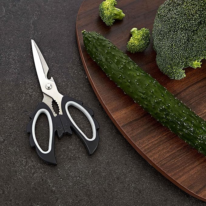 Livin Angel Wings Cat Style Kitchen Ambidextrous Scissors for Women, Large Grip Openings Utensils, Halloween Kitchen Accessories for Vegetables Meat Cutting, Comfortable Ergonomic Fit for Office