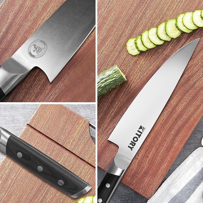 Kitory Chef Knife 8" - Full Tang Pro Kitchen Knife - Forged German High Carbon Steel - Full Tang Pakkawood Handle-Gift Box - Metadrop Series