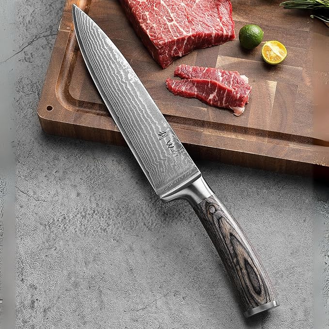 Wakoli EDIS 6-Piece Damascus Chef Knives | Japanese Style Professional Kitchen Knife Set with VG10 Core & Ergonomic Pakkawood Handles in Gift Box