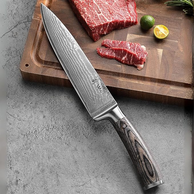 Wakoli EDIS Damascus 5-Piece Knife Set – Japanese Style Kitchen Knives | Genuine Damascus Steel Blades with VG10 Core | Ergonomic Micarta Handles | Professional Chef Knife Set in Gift Box