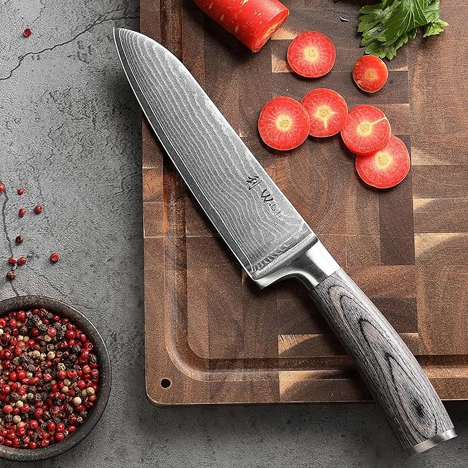 Wakoli EDIS Damascus 5-Piece Knife Set – Japanese Style Kitchen Knives | Genuine Damascus Steel Blades with VG10 Core | Ergonomic Micarta Handles | Professional Chef Knife Set in Gift Box